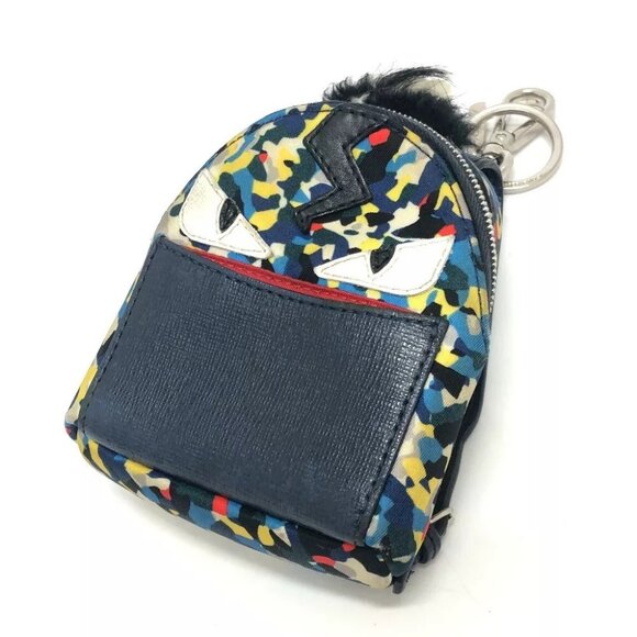 FENDI 7AR432 monster Backpack Key Holder blue/Multicolore
